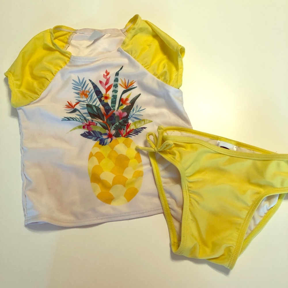 Tropical Two piece rash guard swimsuit